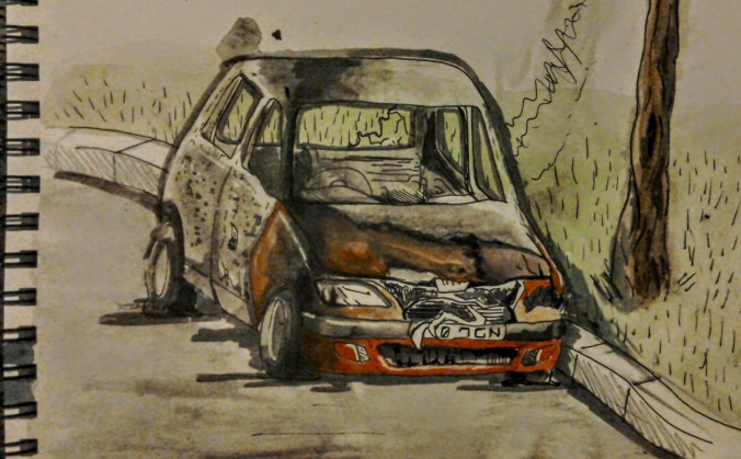 Burnt car sketch
